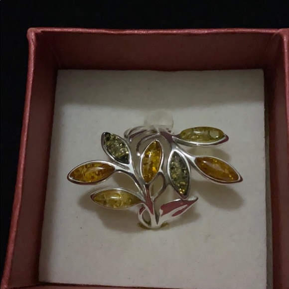 Beautiful Sterling + Genuine Amber Ring  *SIZE 7* - Picture 5 of 5